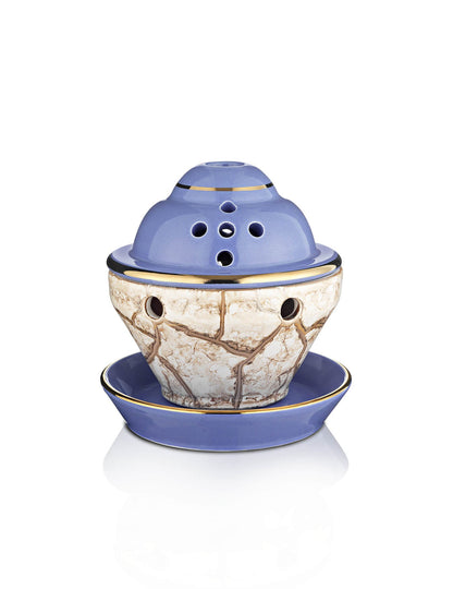 Porcelain light blue vigil lamp Dome design – front view | TheHolyArt