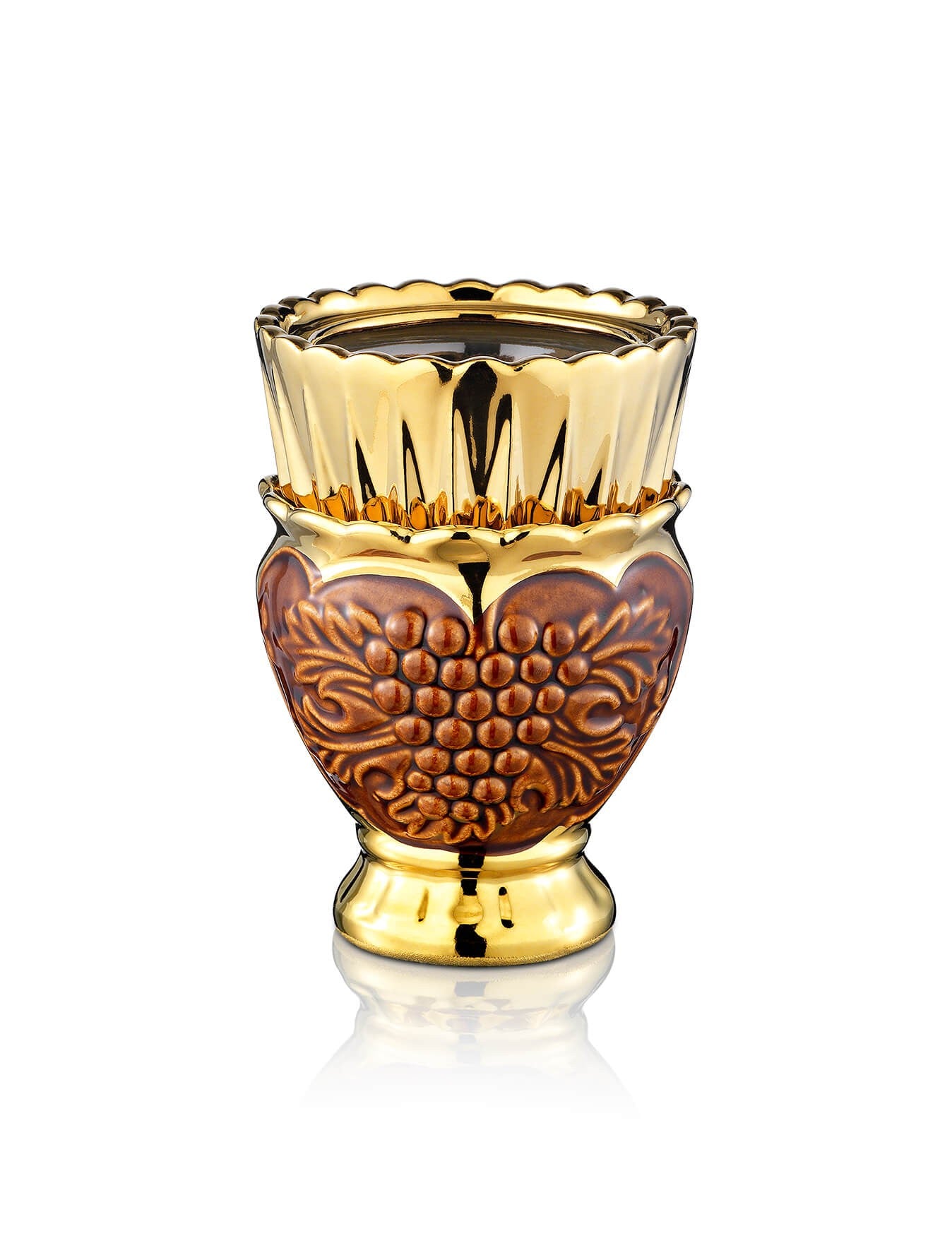 Russian brown vigil lamp Vine design – front view | TheHolyArt