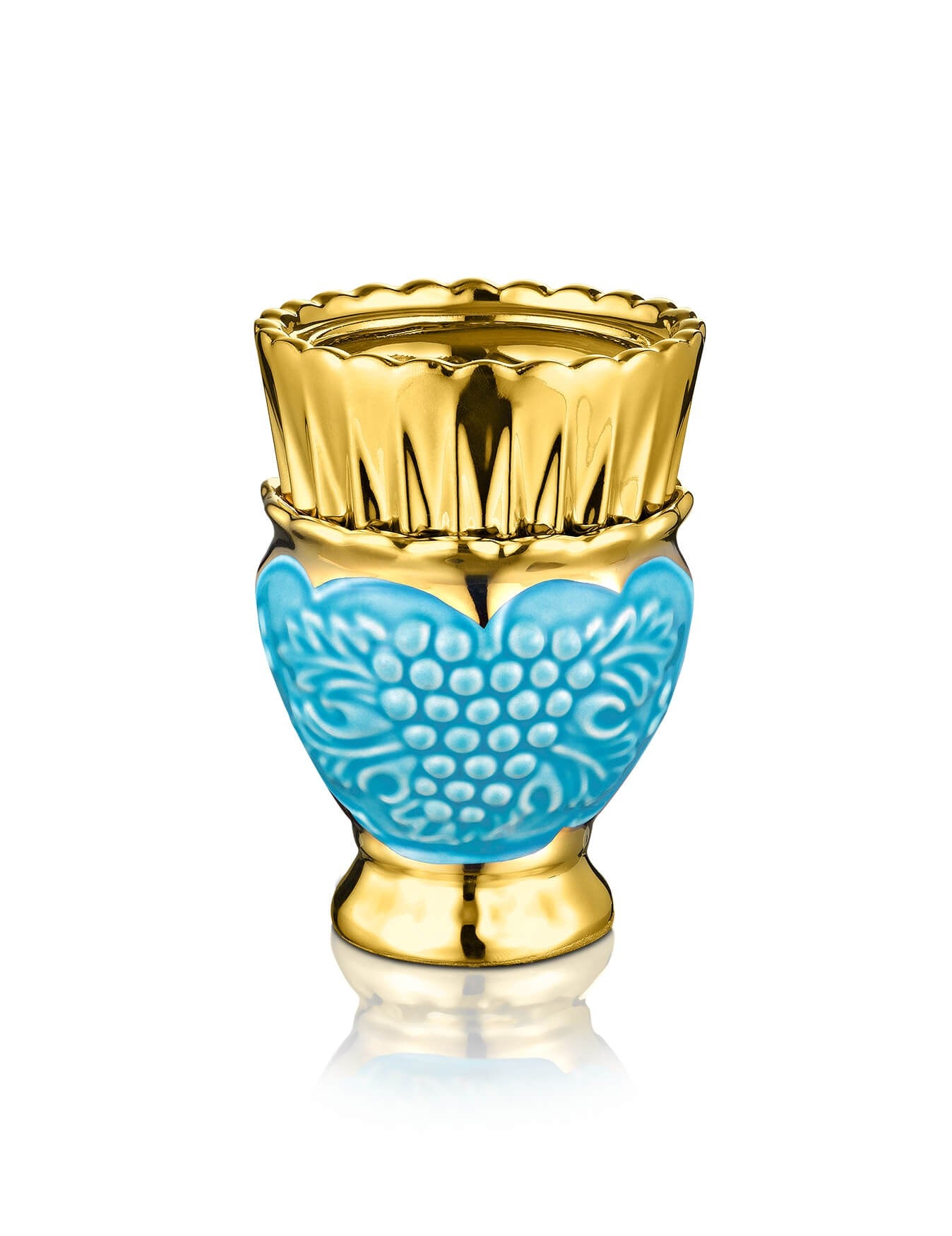 Russian light blue vigil lamp Vine design – front view | TheHolyArt