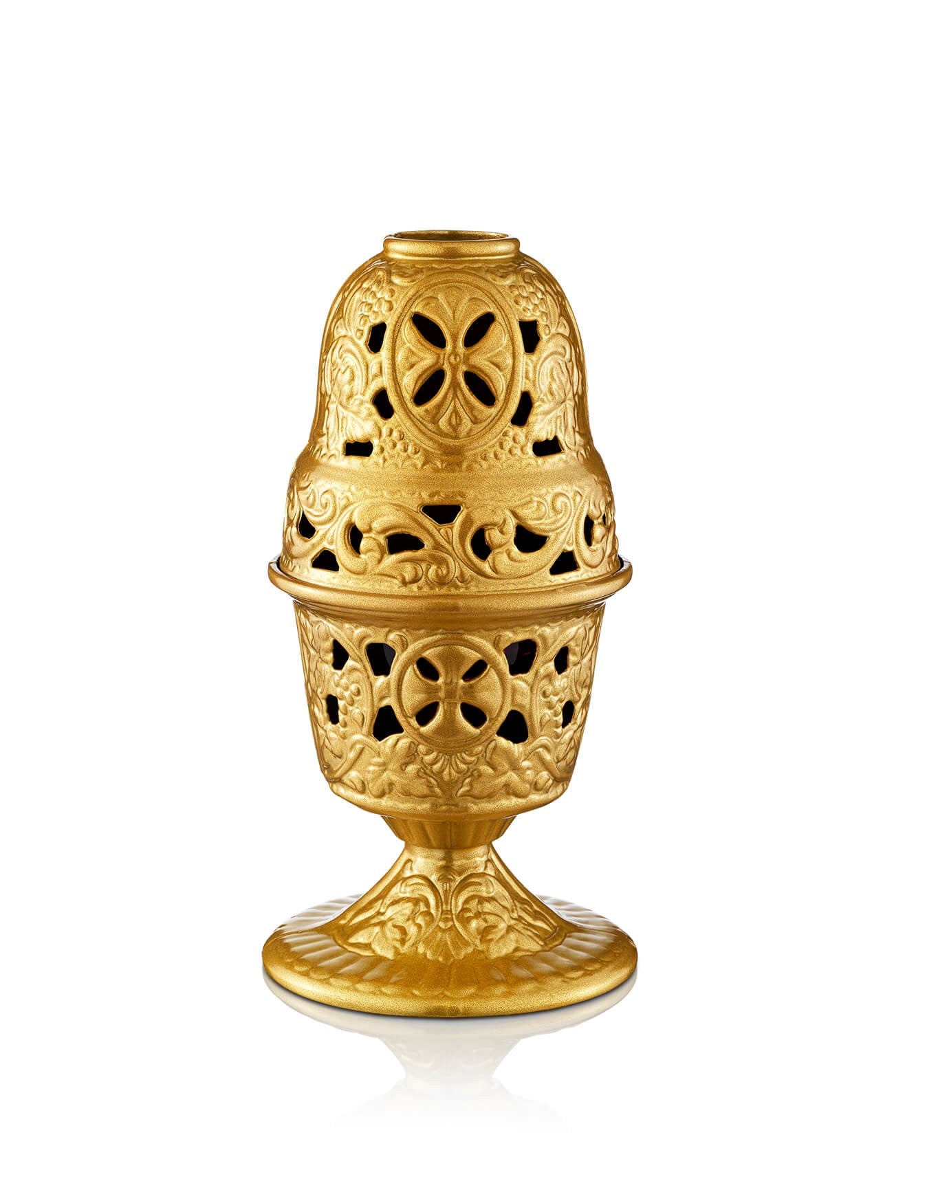 Orthodox vigil lamp Pinecone design – front view | TheHolyArt