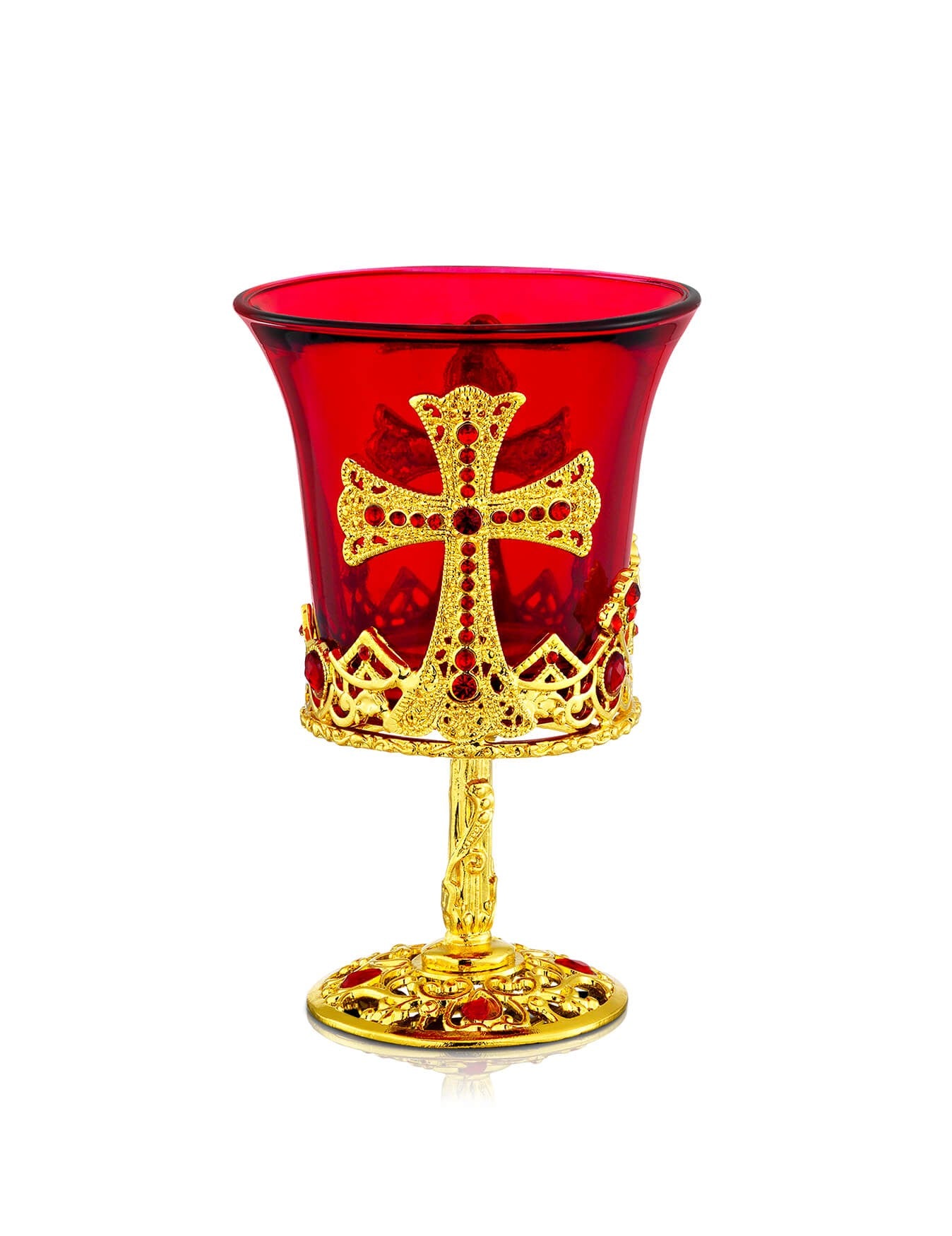 Byzantine red vigil lamp Large design – front view | TheHolyArt