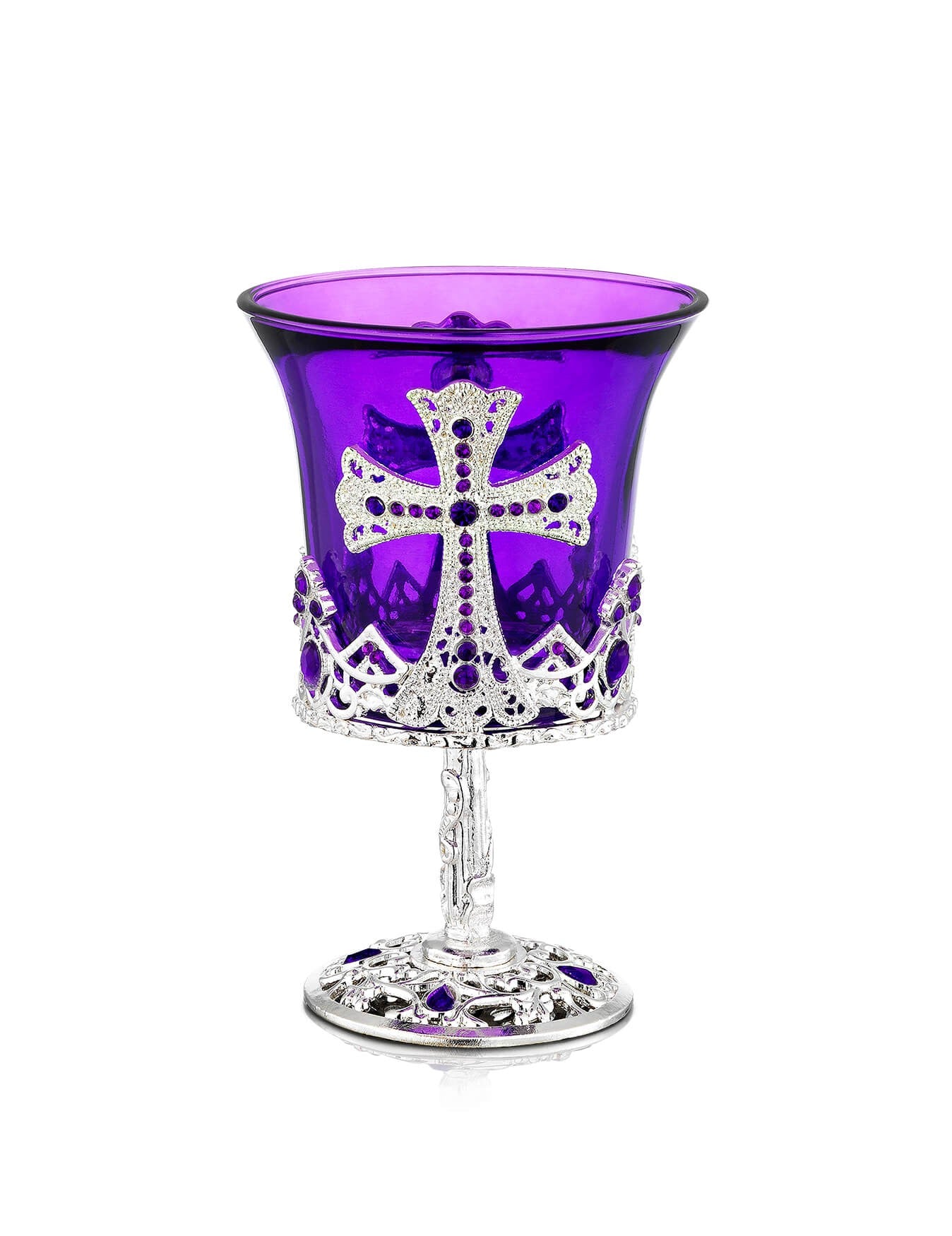 Byzantine purple vigil lamp Large design – front view | TheHolyArt