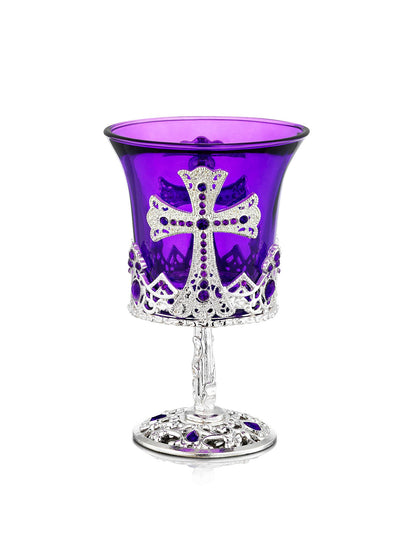 Byzantine purple vigil lamp Large design – front view | TheHolyArt