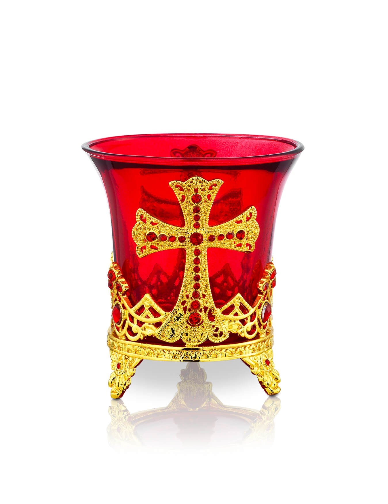 Byzantine red vigil lamp Small design – front view | TheHolyArt