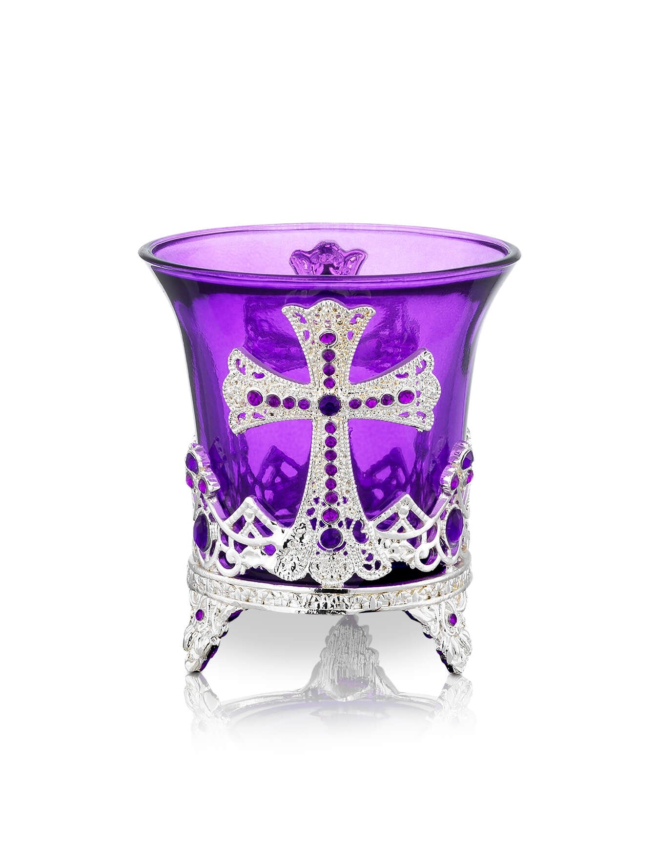 Byzantine purple vigil lamp Small design – front view | TheHolyArt