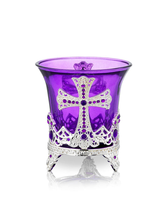 Byzantine purple vigil lamp Small design – front view | TheHolyArt