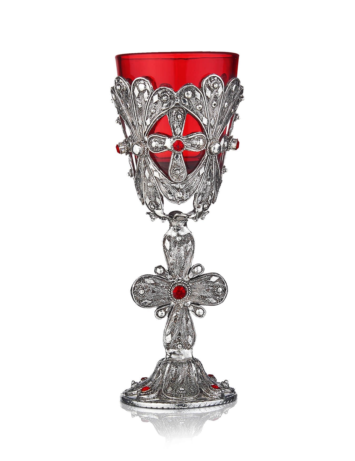 Ioannina vigil lamp Byzantine with Cross design – front view | TheHolyArt