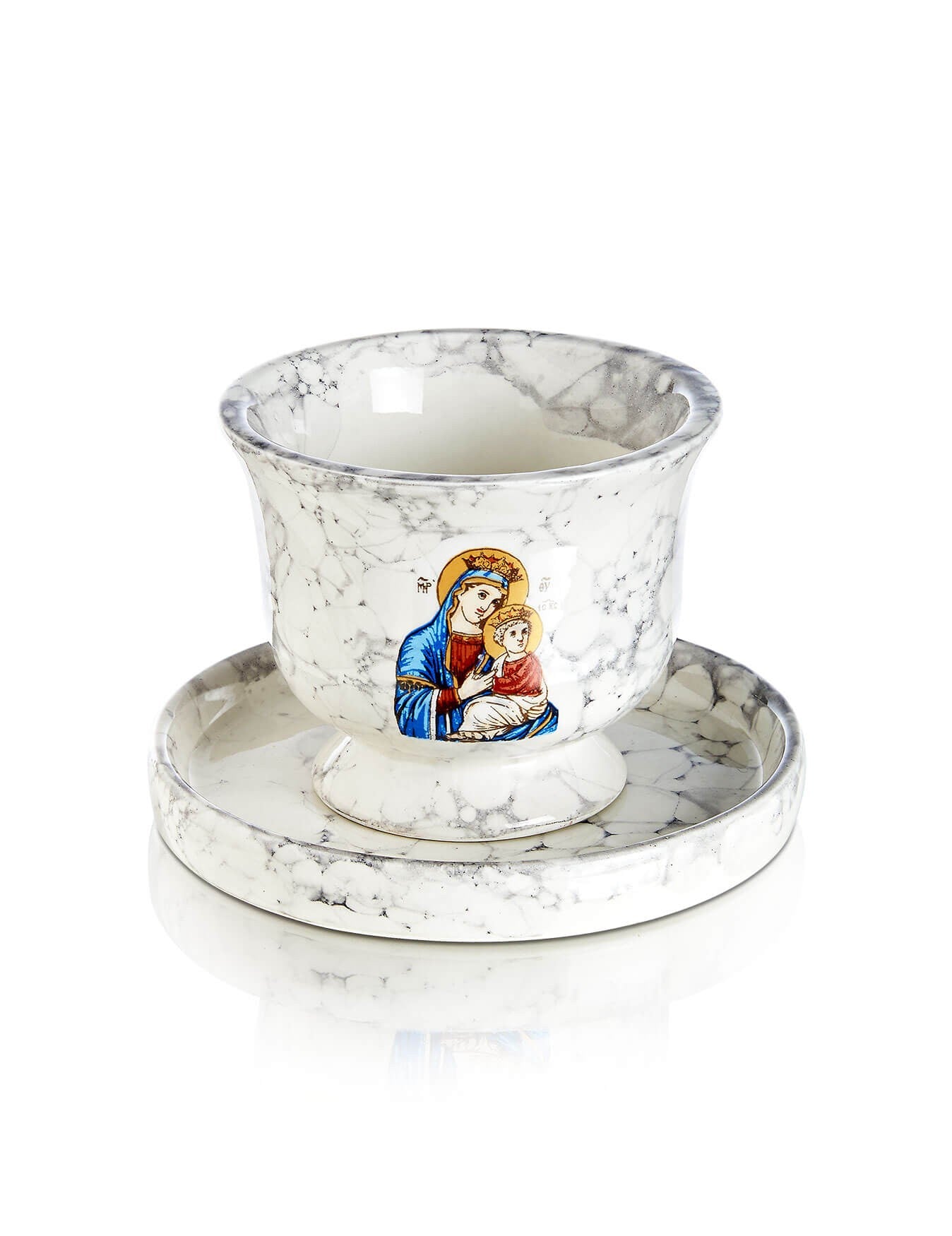 Ceramic vigil lamp Virgin Mary Vrefokratousa design – front view | TheHolyArt