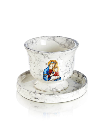 Ceramic vigil lamp Virgin Mary Vrefokratousa design – front view | TheHolyArt