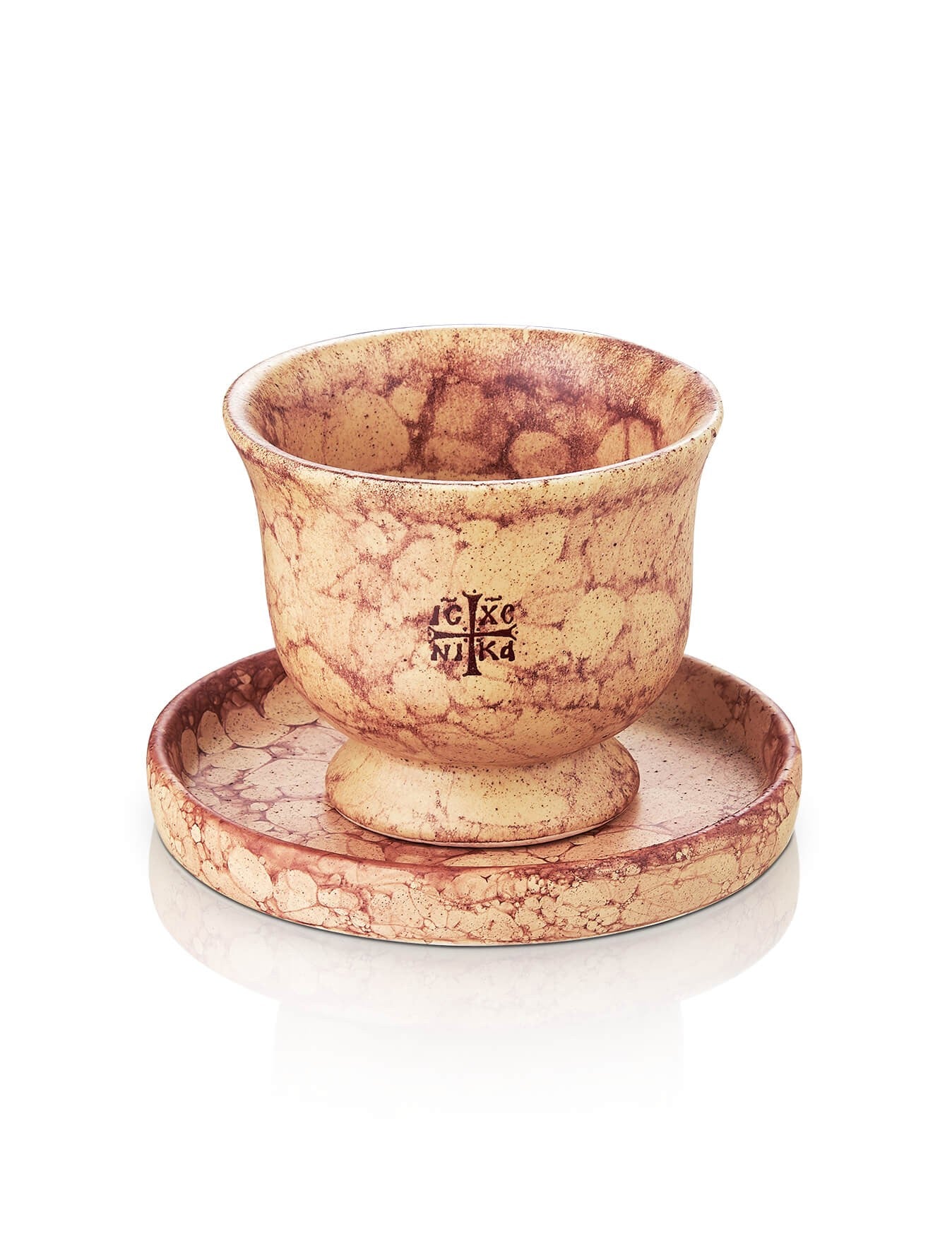 Ceramic vigil lamp Stone-like design – front view | TheHolyArt