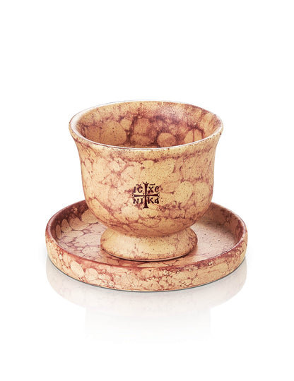 Ceramic vigil lamp Stone-like design – front view | TheHolyArt