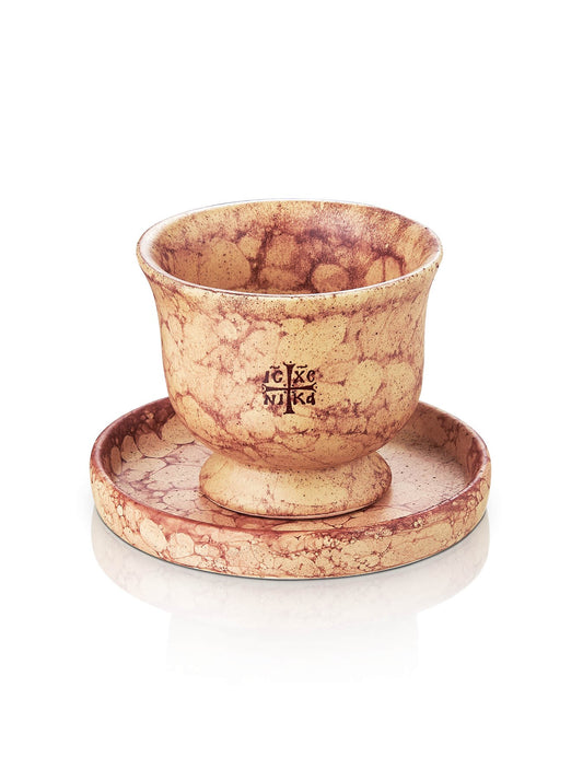 Ceramic vigil lamp Stone-like design – front view | TheHolyArt