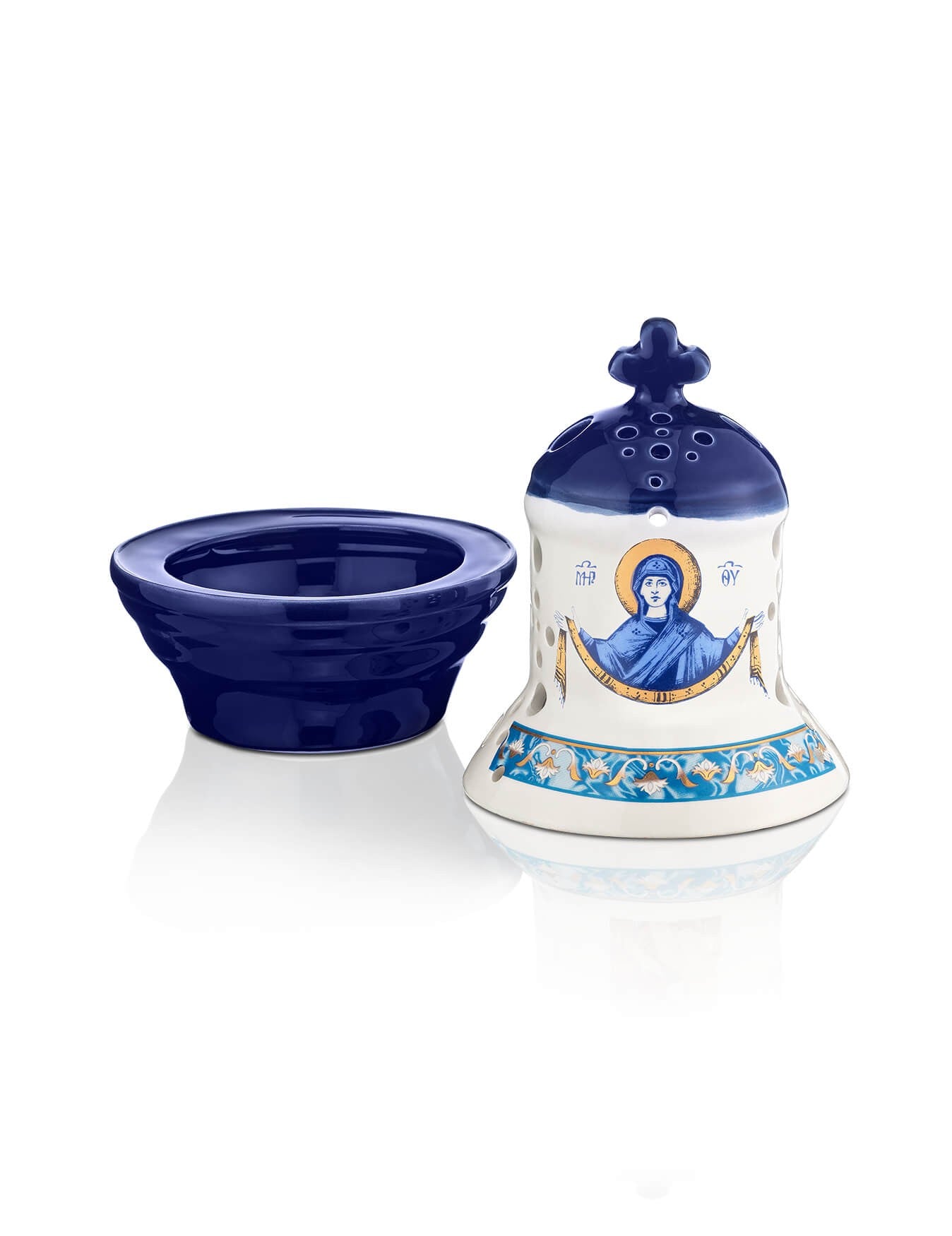 Ceramic two-tone vigil lamp – with glass cup | TheHolyArt