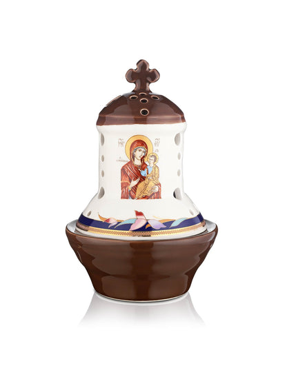 Ceramic two-tone vigil lamp – front view | TheHolyArt