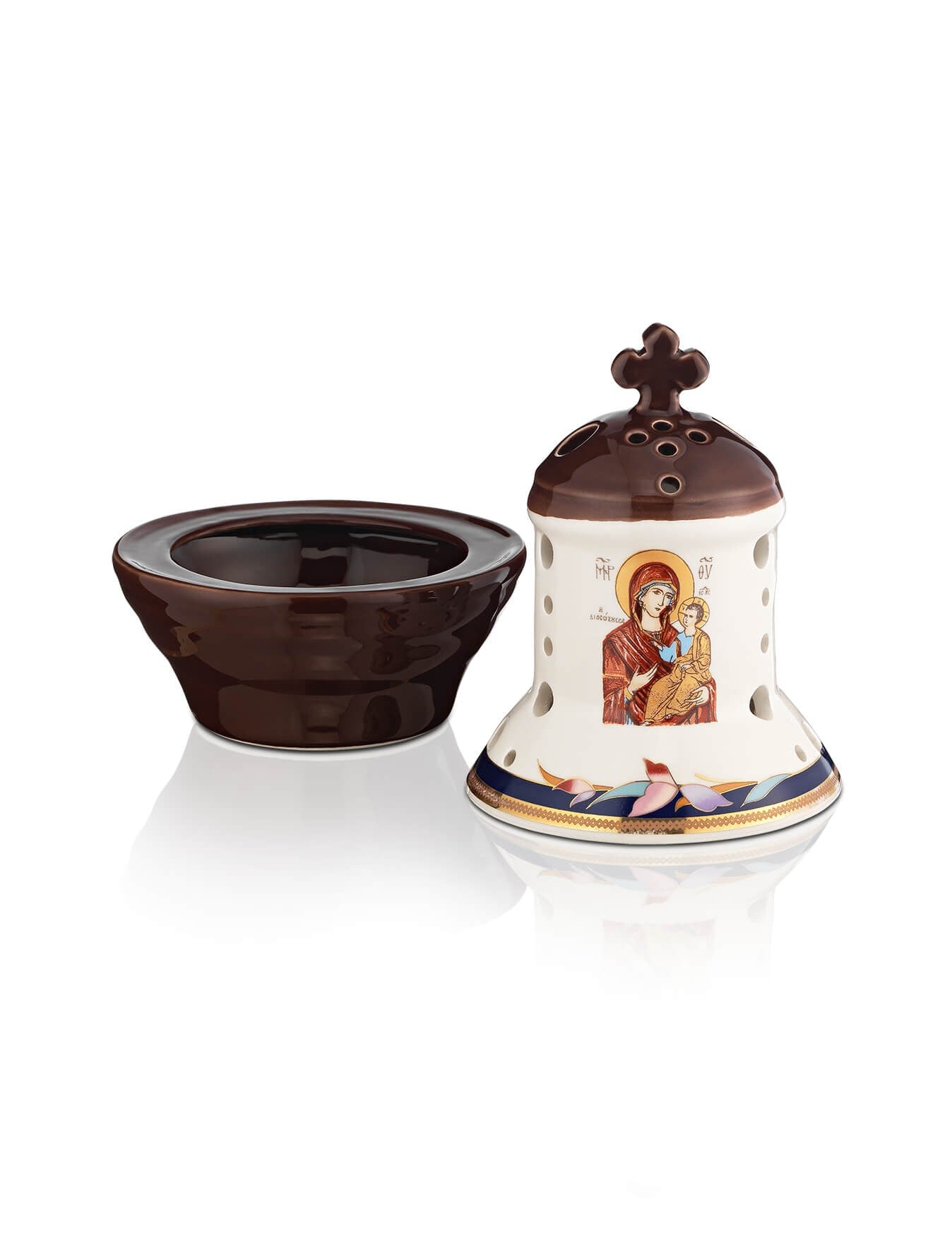 Ceramic two-tone vigil lamp – with glass cup | TheHolyArt