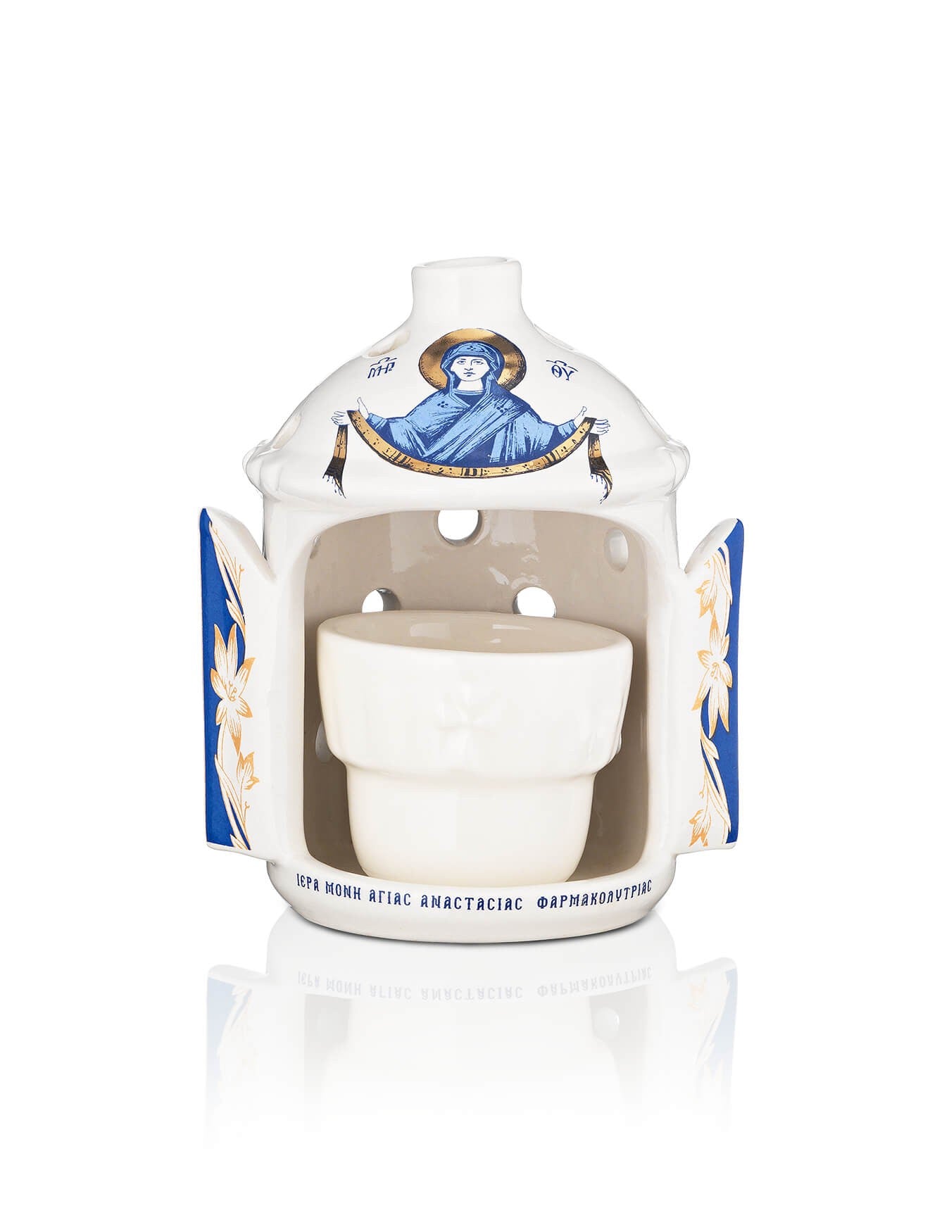 Ceramic white vigil lamp – front view | TheHolyArt