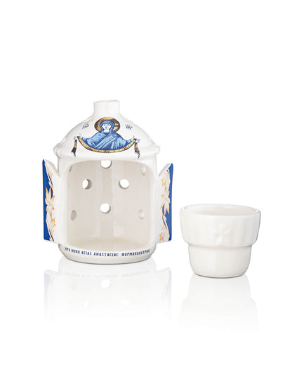 Ceramic white vigil lamp – detail view | TheHolyArt