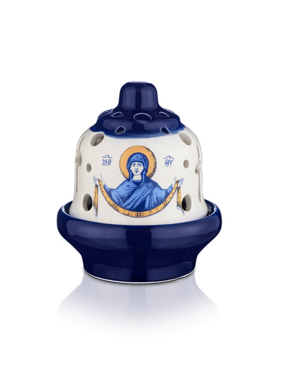 Ceramic two-tone vigil lamp – front view | TheHolyArt