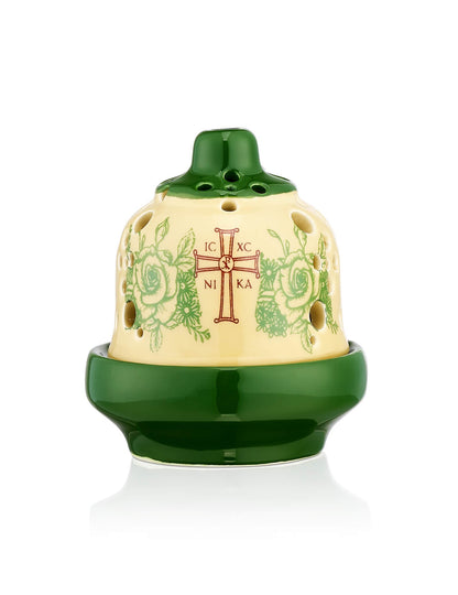 Ceramic Byzantine two-tone vigil lamp – front view | TheHolyArt