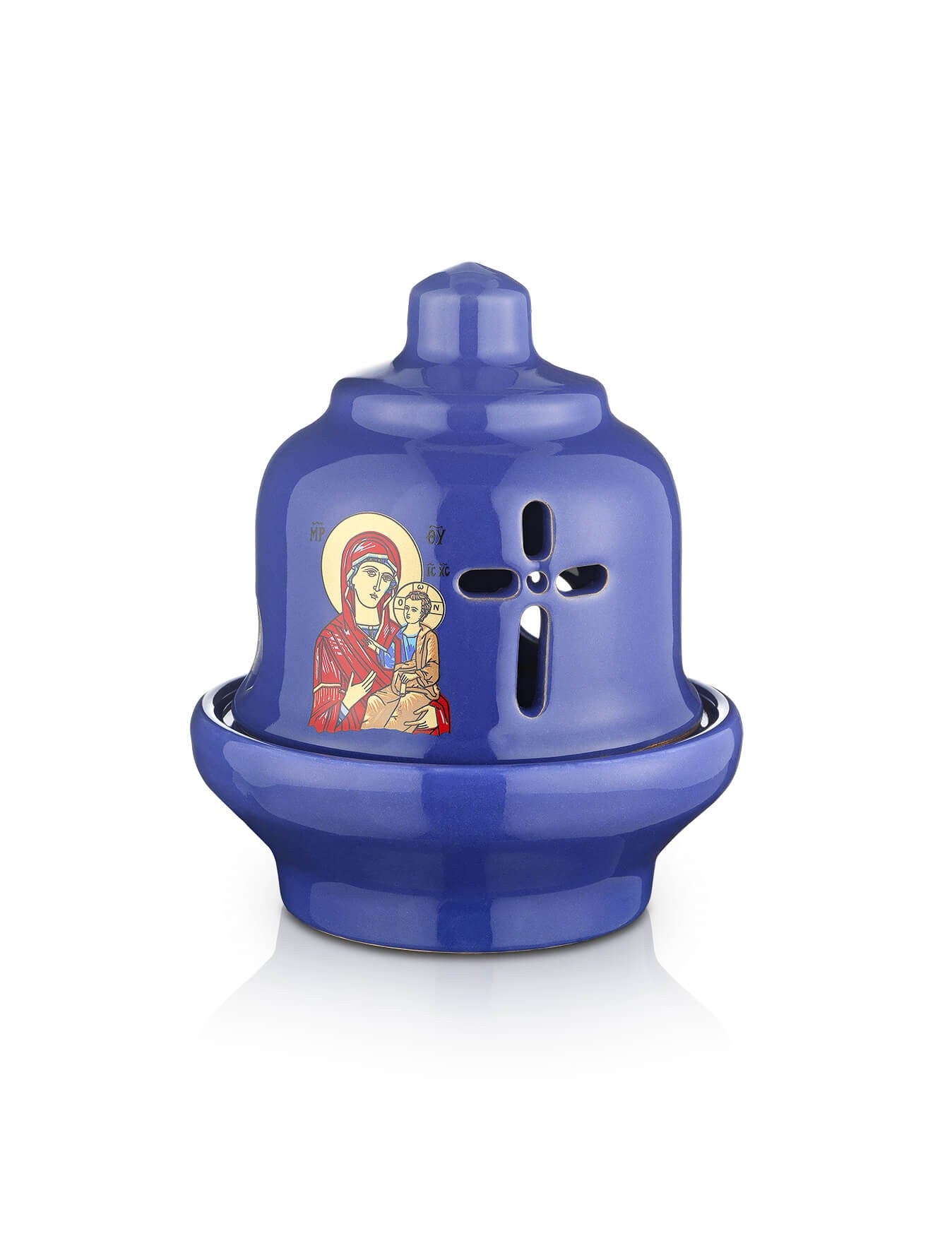 Christian Ceramic Handmade Altar Oil Vigil Lamp with Cross, Prayer Standing Table Oil Lamp Orthodox Oil Candle religious decor TheHolyArt