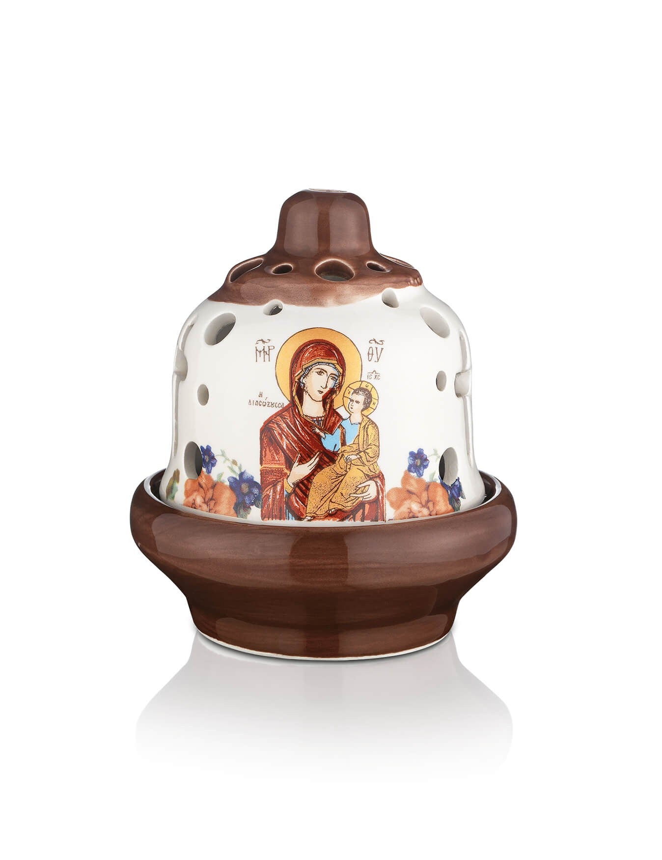 Ceramic two-tone vigil lamp – front view | TheHolyArt