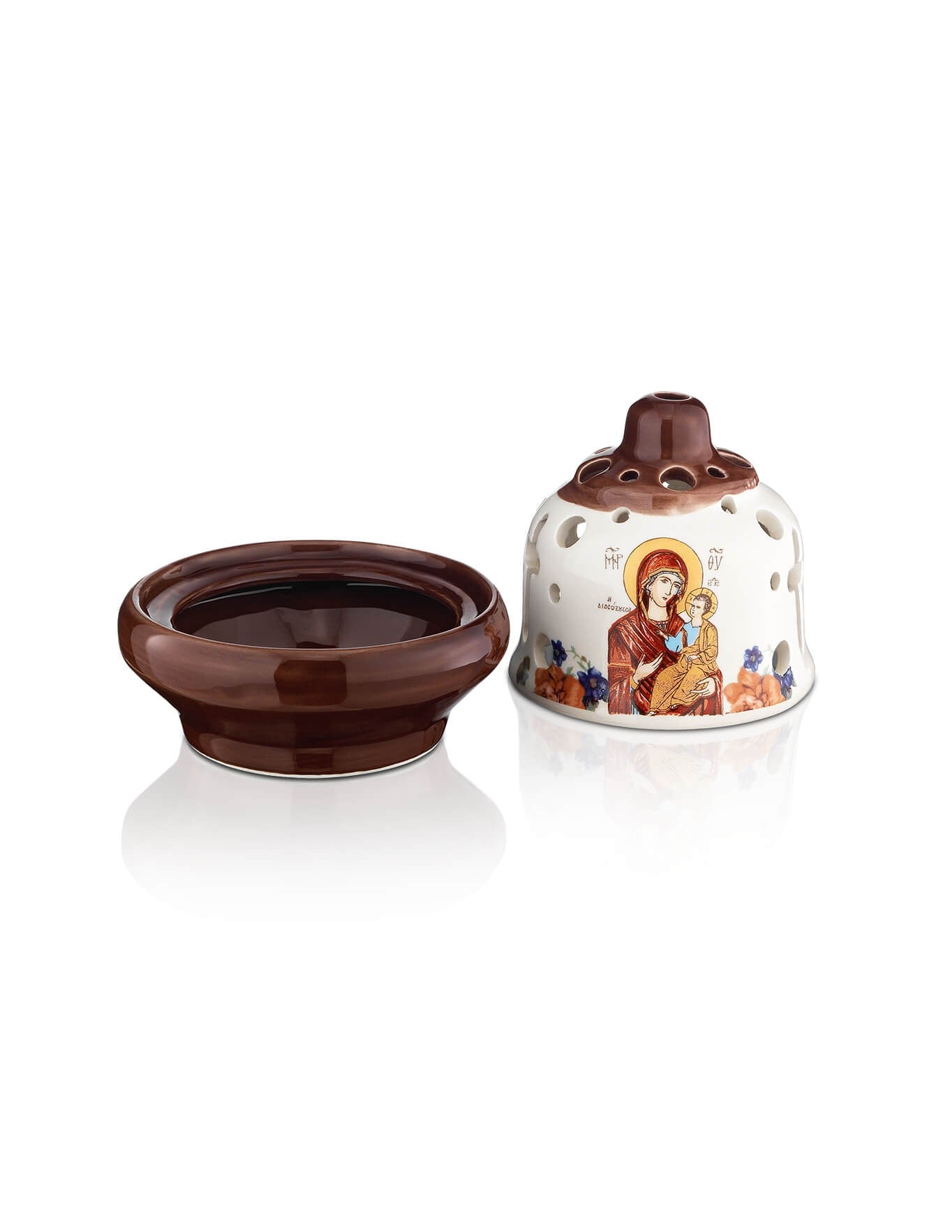 Ceramic two-tone vigil lamp – detail view | TheHolyArt