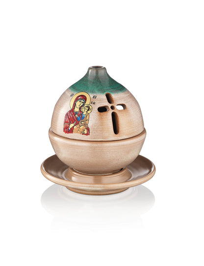 Ceramic two-tone vigil lamp – front view | TheHolyArt