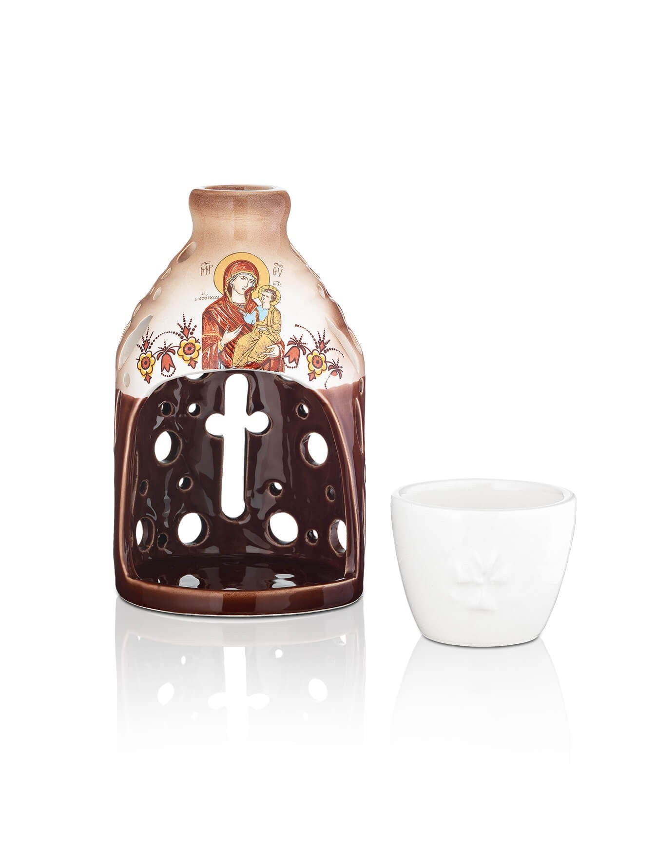 Ceramic two-tone vigil lamp – detail view | TheHolyArt