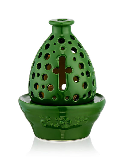 Ceramic Byzantine two-tone vigil lamp – detail view | TheHolyArt