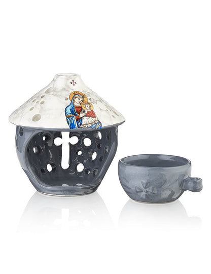 Ceramic vigil lamp Virgin Mary Vrefokratousa – detail view | TheHolyArt