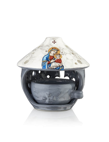 Ceramic vigil lamp Virgin Mary Vrefokratousa design – front view | TheHolyArt