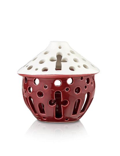 Ceramic burgundy vigil lamp – with glass cup | TheHolyArt