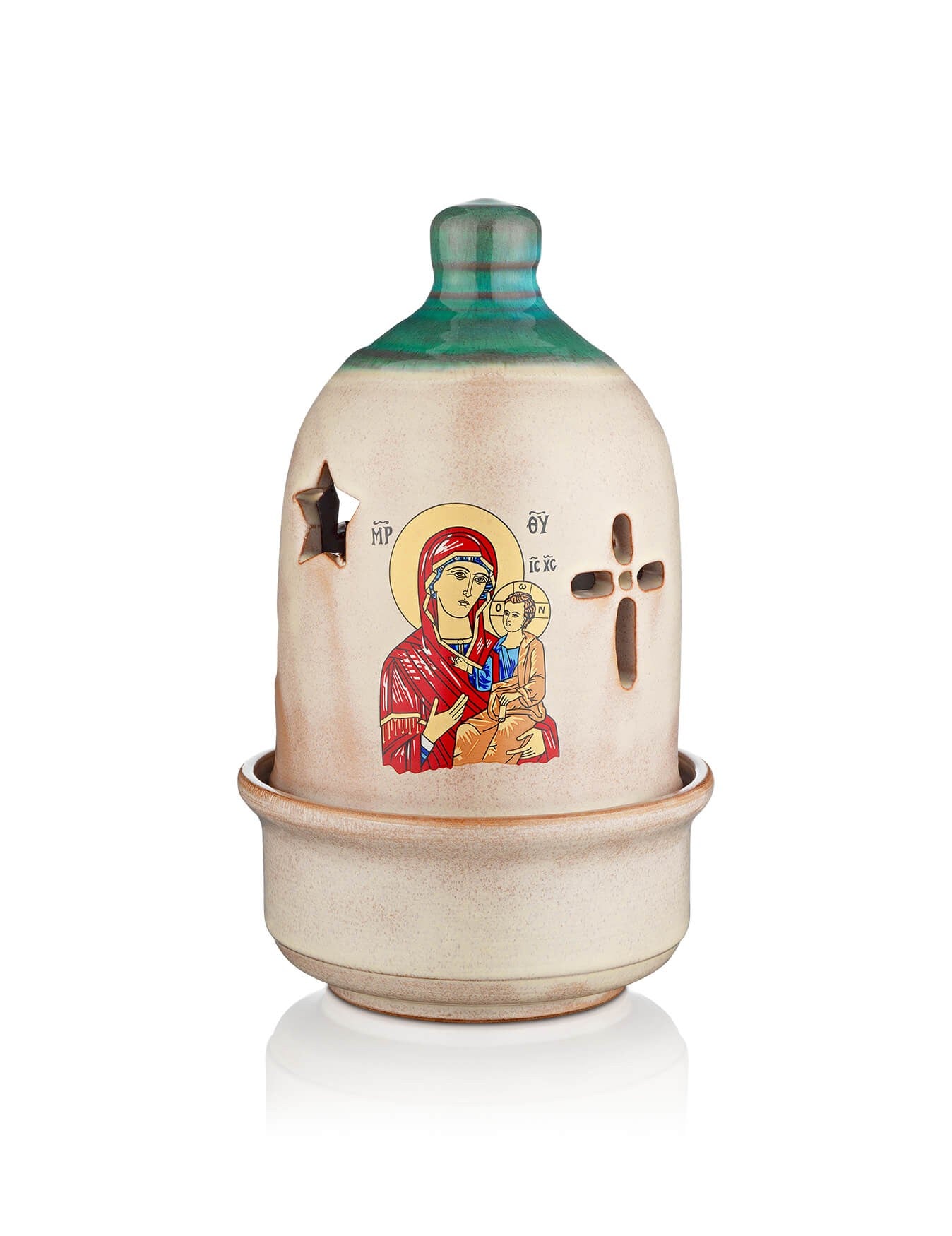 Christian Ceramic Handmade Altar Oil Vigil Lamp with Cross, Prayer Standing Table Oil Lamp Orthodox Oil Candle religious decor TheHolyArt