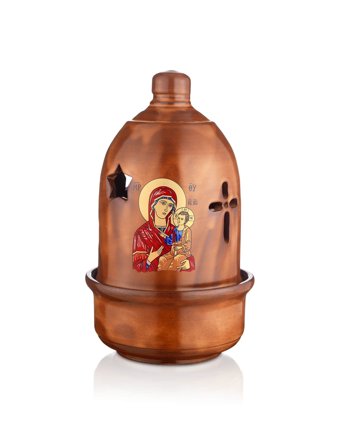 Christian Ceramic Handmade Altar Oil Vigil Lamp with Cross, Prayer Standing Table Oil Lamp Orthodox Oil Candle religious decor TheHolyArt