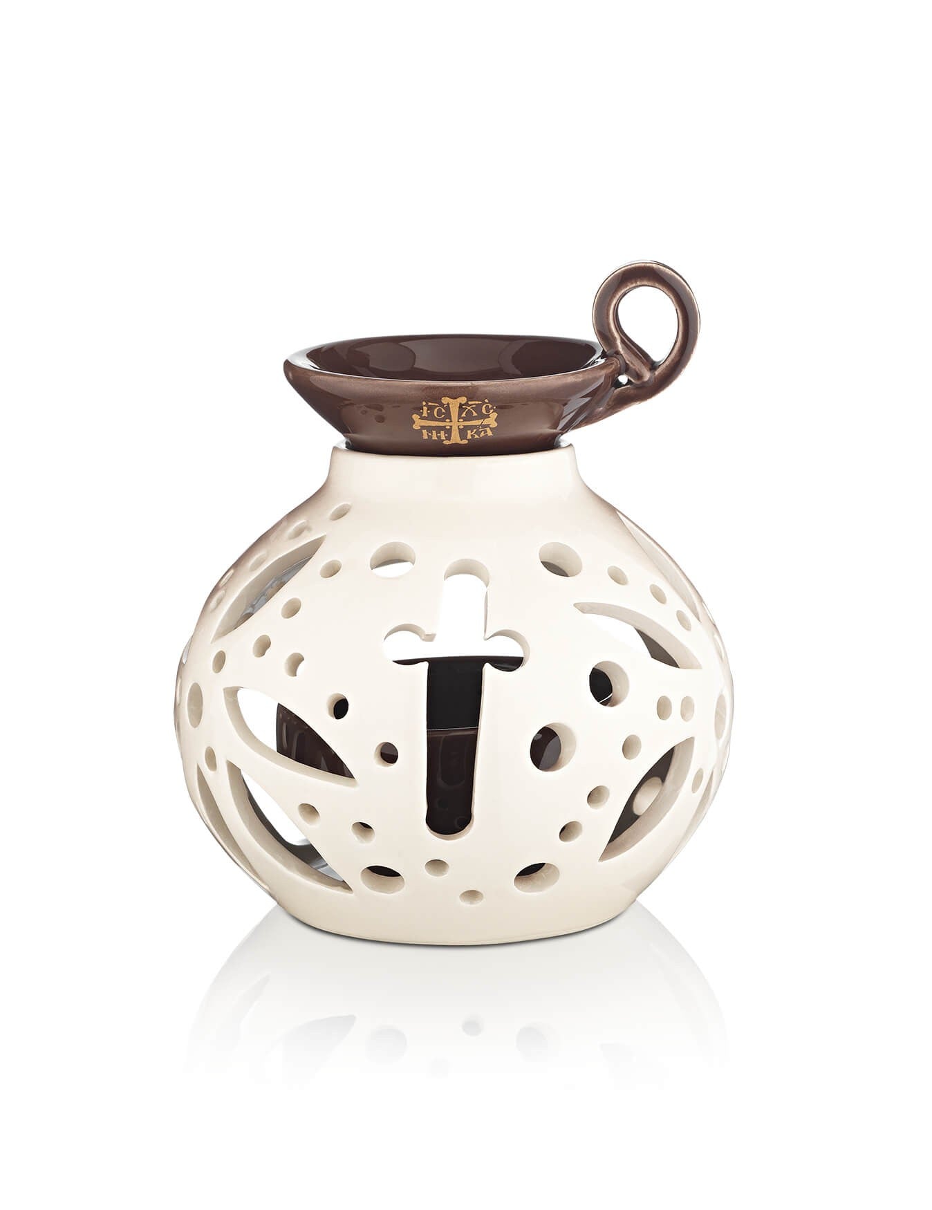 Ceramic two-tone vigil lamp – detail view | TheHolyArt