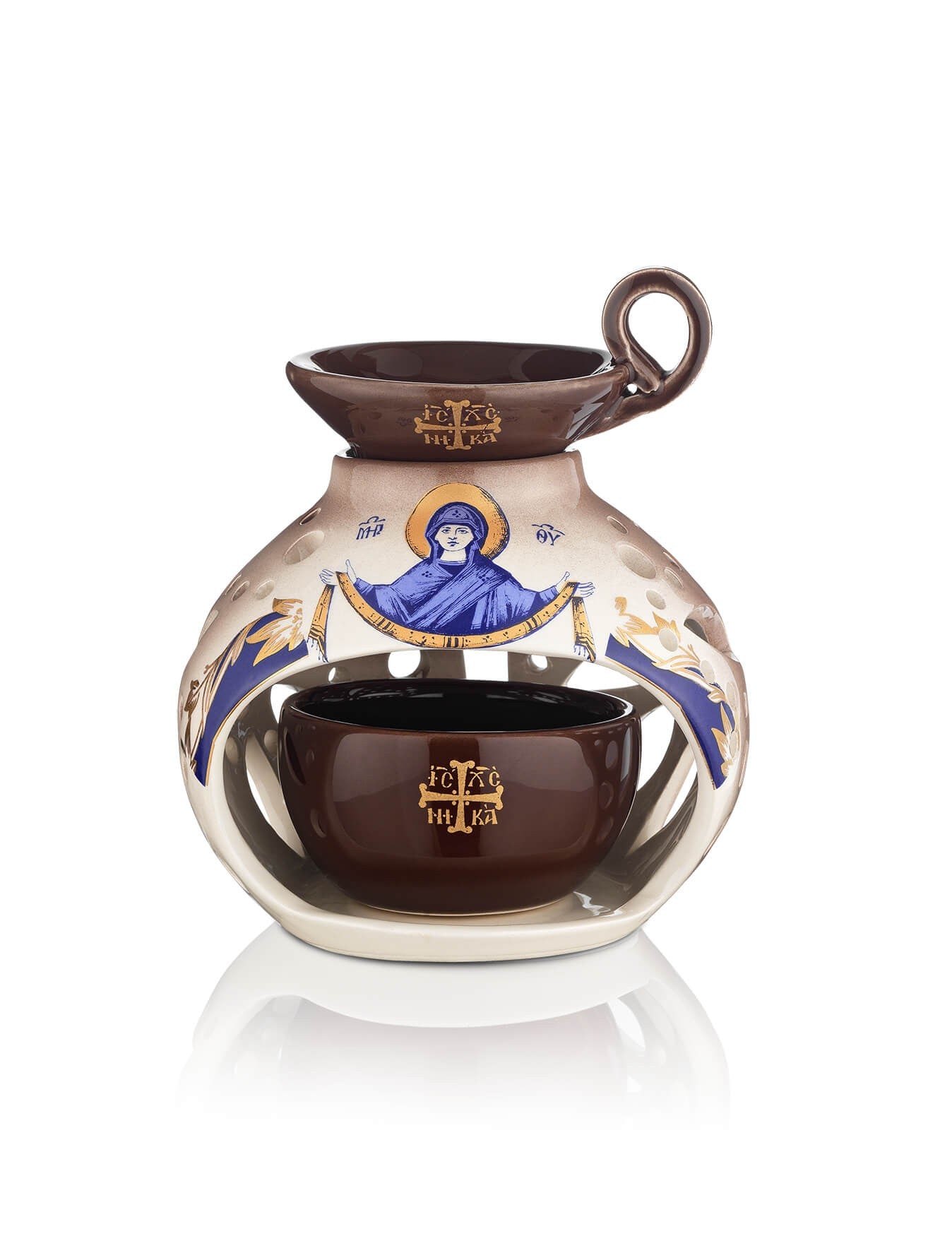 Ceramic two-tone vigil lamp – front view | TheHolyArt