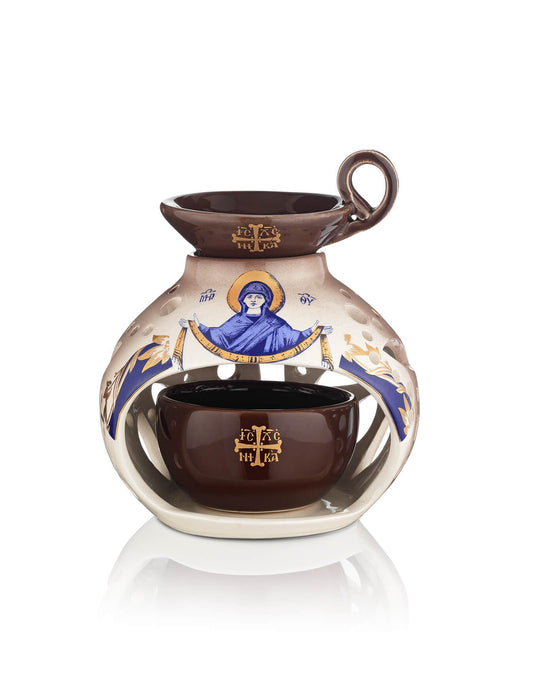 Ceramic two-tone vigil lamp – front view | TheHolyArt