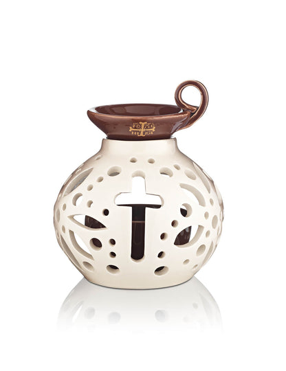 Ceramic two-tone vigil lamp – detail view | TheHolyArt