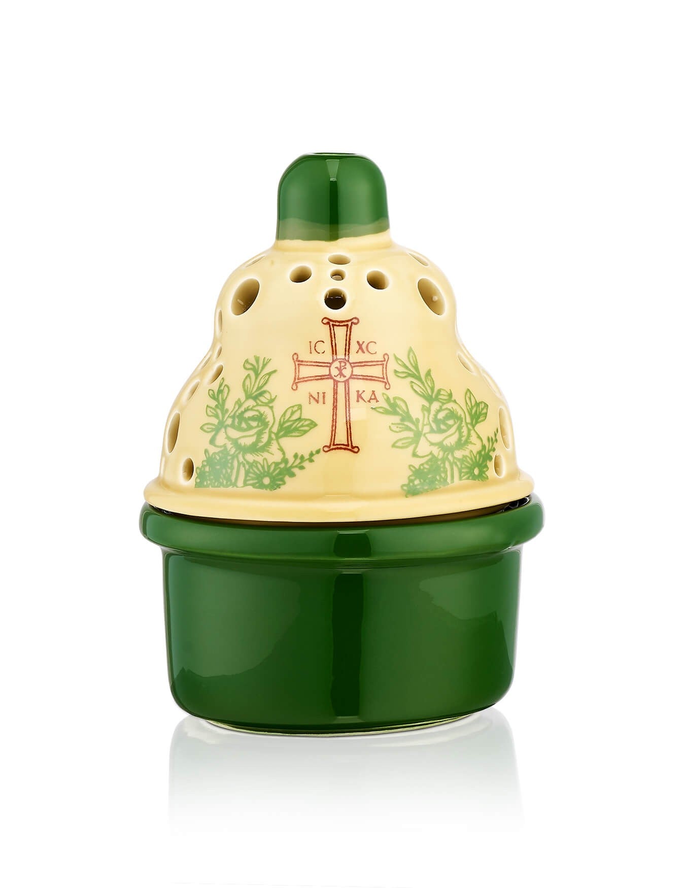 Ceramic Byzantine two-tone vigil lamp – front view | TheHolyArt