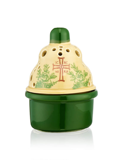 Ceramic Byzantine two-tone vigil lamp – front view | TheHolyArt