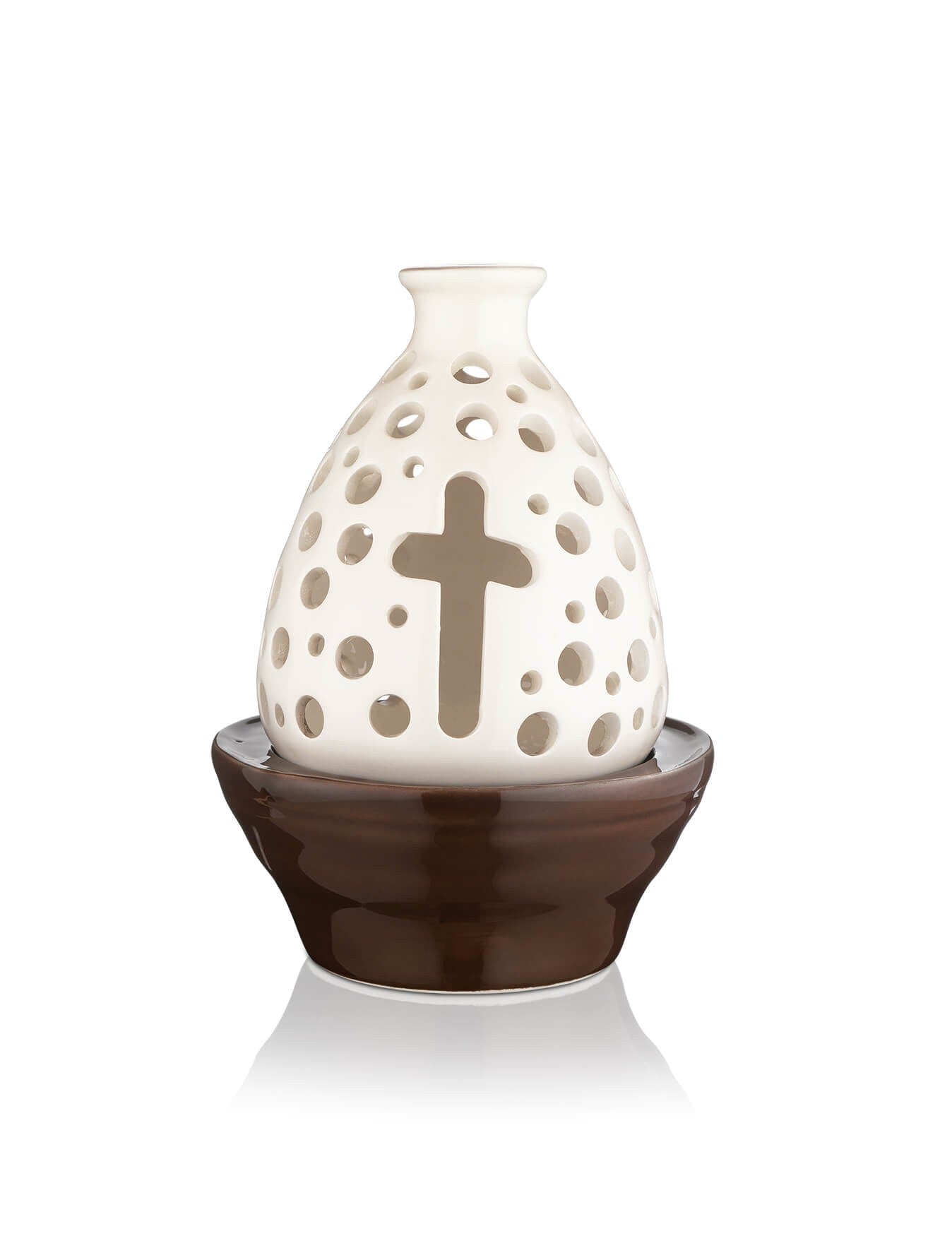 Ceramic two-tone vigil lamp Virgin Mary – detail view | TheHolyArt