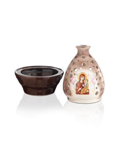 Ceramic two-tone vigil lamp – with glass cup | TheHolyArt