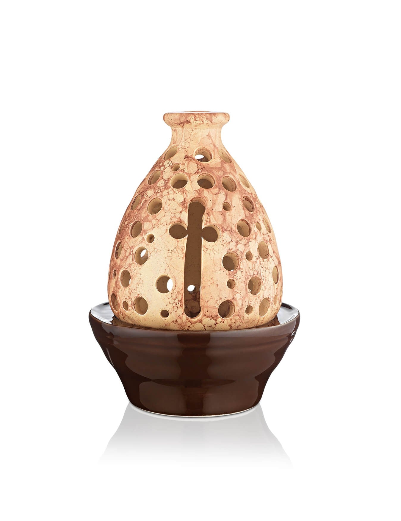 Ceramic vigil lamp Cross – detail view | TheHolyArt