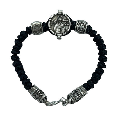 Black Handmade Prayer Rope with Saint Spyridon
