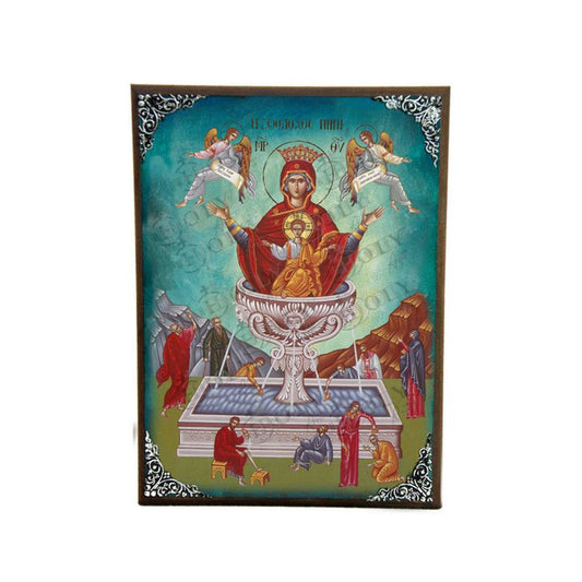 Virgin Mary icon Panagia Life Giving Spring, Handmade Greek Orthodox Icon, Mother of God Byzantine art, Theotokos wall hanging wood plaque gift TheHolyArt