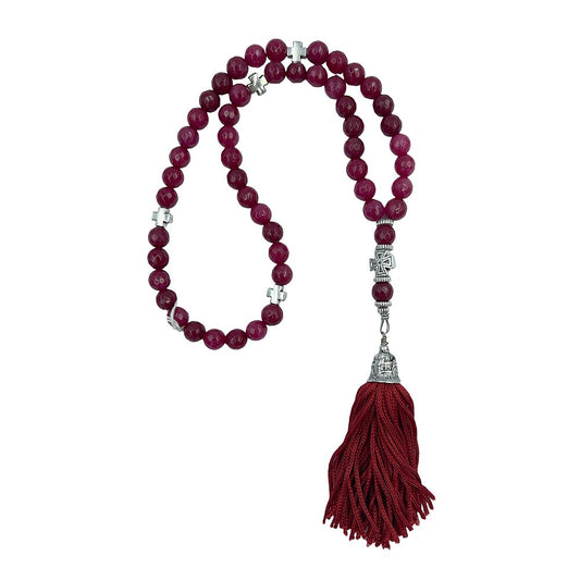 50 knot handmade Greek Orthodox gemstone prayer rope - TheHolyArt