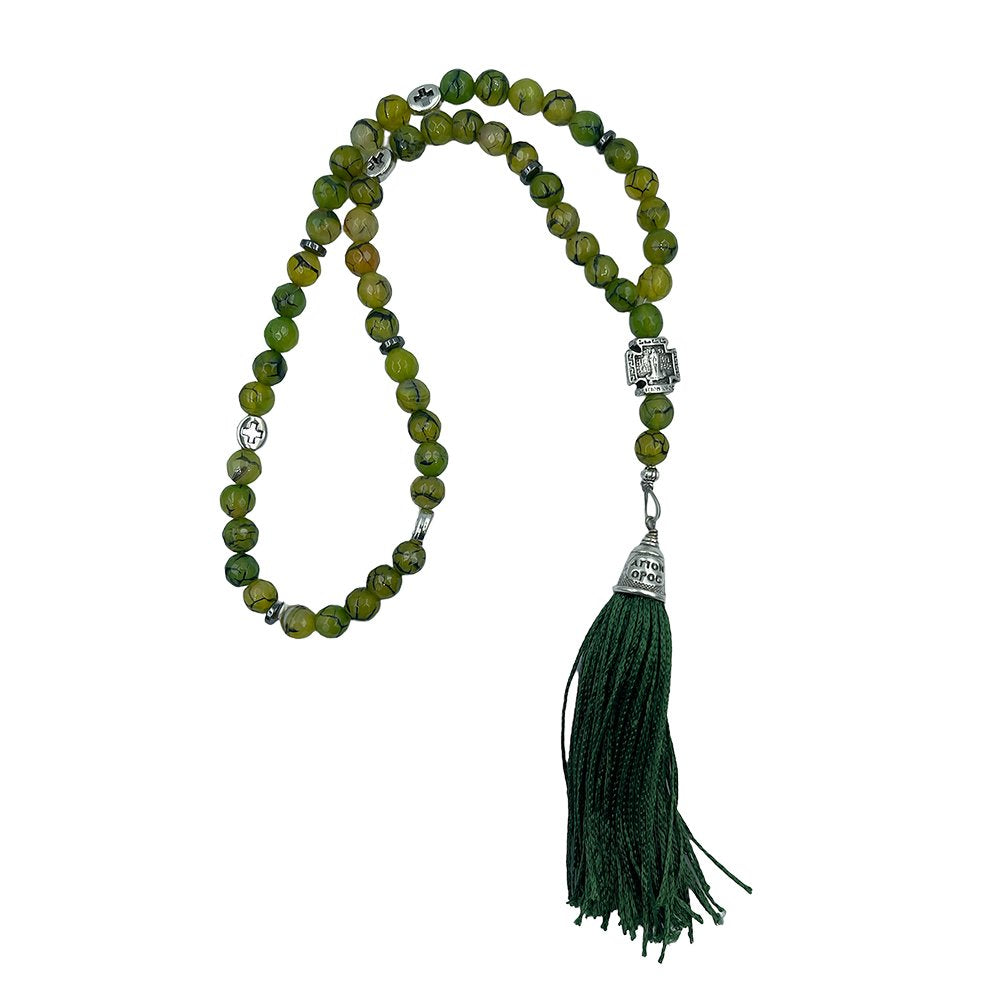 50 knot handmade Greek Orthodox gemstone prayer rope - TheHolyArt