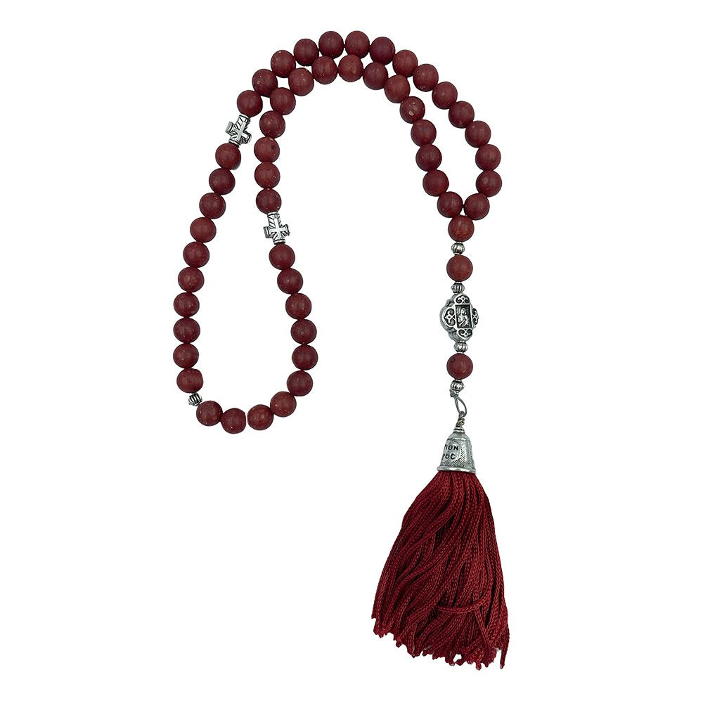 50 knot handmade Greek Orthodox gemstone prayer rope - TheHolyArt