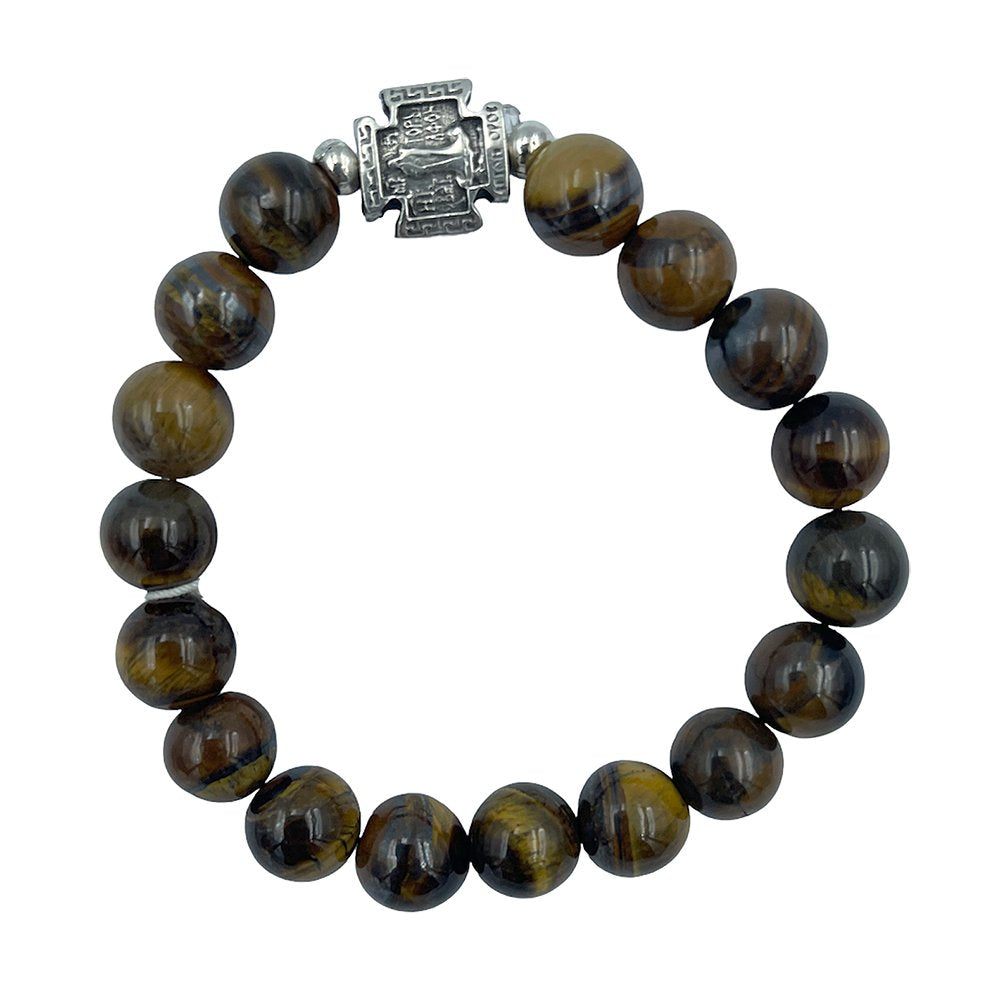 Handmade Greek Orthodox 10mm bead gemstone prayer bracelet - TheHolyArt