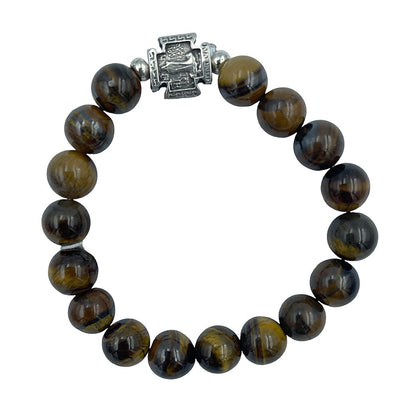 Handmade Greek Orthodox 10mm bead gemstone prayer bracelet - TheHolyArt